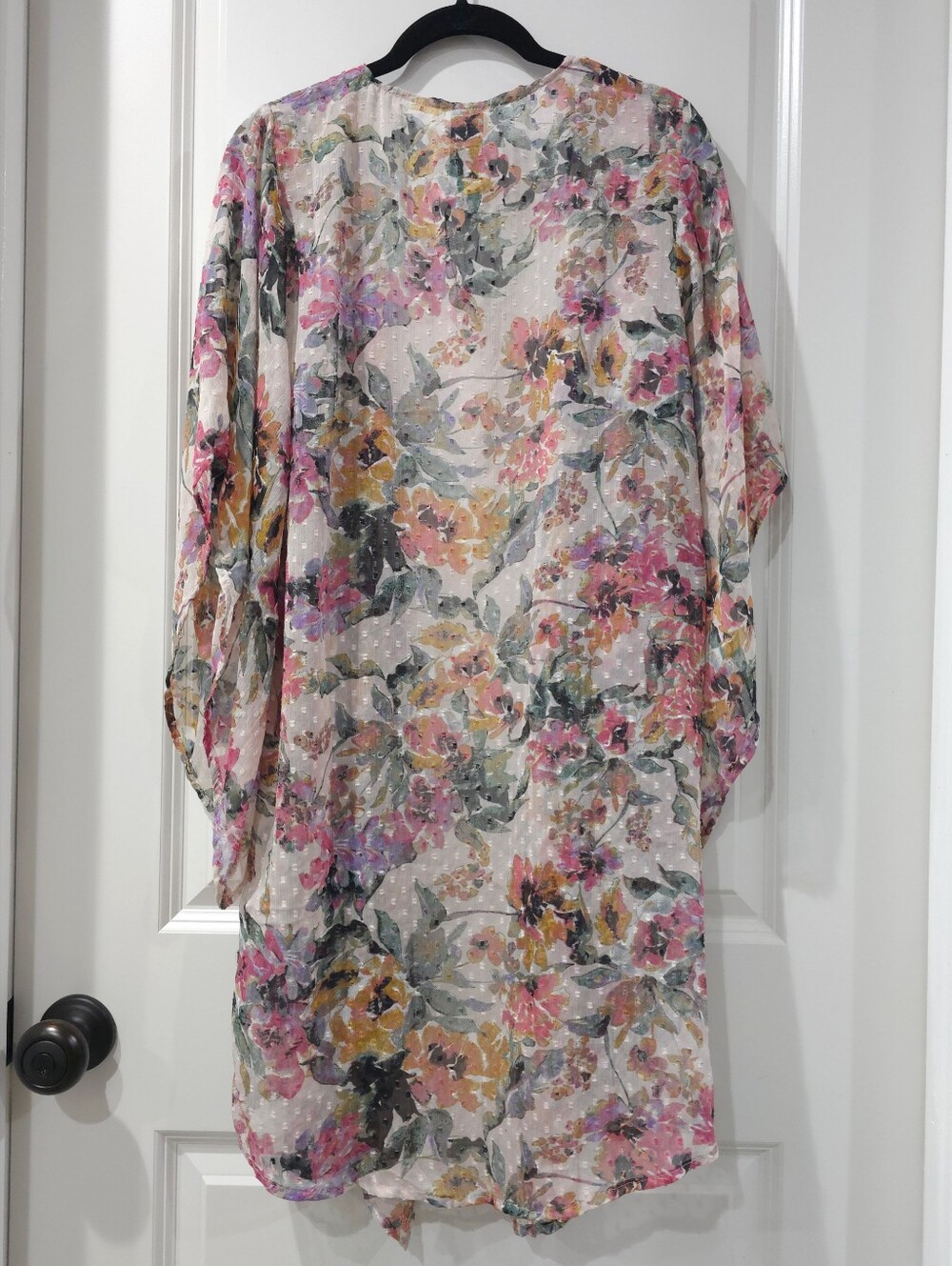 VINCE CAMUTO Floral Swiss Dot Kimono | Boho Resort Cover-Up Summer Romantic, OS - Picture 9 of 12